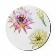 thumbnail image 1 of Cactus Mouse Pad for Computers, Vector Image Watercolored Cactus Flowers Vividly Colored Desert Nature Print, Round Non-Slip Thick Rubber Modern Mousepad, 8" Round, Pink and White, by Ambesonne, 1 of 2