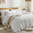 thumbnail image 2 of Cotton Duvet Cover Queen Size Pinstriped Comforter Cover with Button Washed Cotton Breathable Soft Solid Bedding Set Duvet Cover ×in & Pillowcases (NO Comforter), 2 of 8
