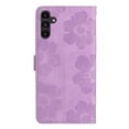 thumbnail image 2 of SaniMore Case for Samsung Galaxy A34 5G 6.6" 2023, [Card Slots + Cash Pocket + Removeable Wrist Strap] PU Leather Embossed Flower Flip Kickstand 360° All-around Protective Wallet Shell, Purple, 2 of 11