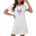 thumbnail image 4 of Sakmal Short Womens Moo Moo Nightgown Lightweight White Night dress Butterfly Print Short Sleeve Nightgowns for Women, 4 of 7