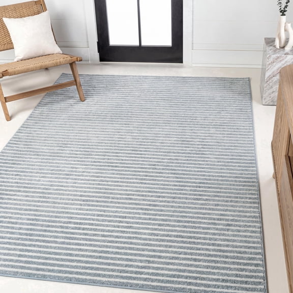 JONATHAN Y SCANDINAVIAN 5 x 8 Area Rug, Aarhus Minimalist Striped - Blue/Ivory, SCN102E-5