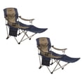 thumbnail image 1 of Kamp-Rite Outdoor Folding Lounge Chair w/ Detachable Footrest, Blue/Tan (2 Pack), 1 of 6