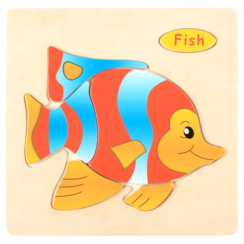 Fish Wooden Cartoon Jigsaw Puzzle Toys for Baby  Developmental Baby Toys 