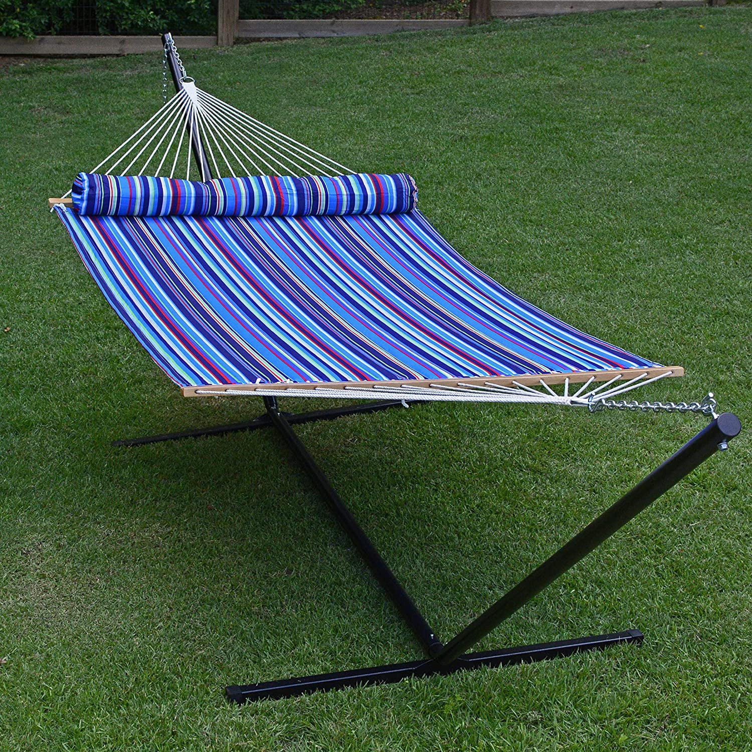 Algoma A41 2949DL 13 ft. Multi Striped Hammock, Blue