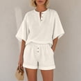 thumbnail image 2 of BOOMNY Womens 2 Peice Shorts Sets Solid Short Sleeve Tops Shorts Outfits for Women Summer Casual Matching Sets, 2 of 5