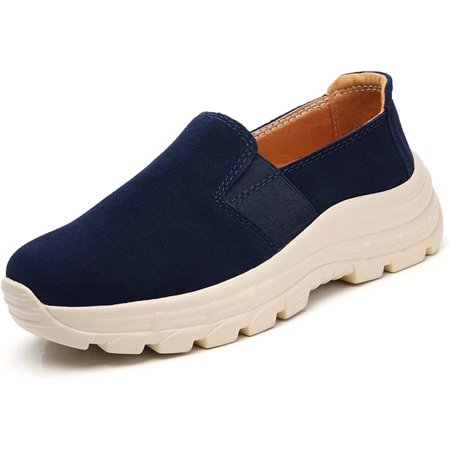 

Women s Platform Slip-On Loafers Fashion Casual Walking Shoe Comfortable Soft Suede Non-Slip Sneakers Heightening Shoes for Women