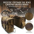 thumbnail image 3 of NICECNC 12" Canvas Leather Motorcycle Saddle Bags Vintage Side Pouch Panniers Universal Brown, 3 of 9