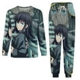 thumbnail image 5 of Demon Slayer Tokito Muichiro Men's Lounge Pajamas Set 2-Piece Crew Neck Sleepwear Soft Long Sleeve Top & Pants for Sleep, Home & Vacation 3XL, 5 of 8