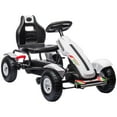 thumbnail image 2 of Aosom Kids Pedal Go Kart W/ Adjustable Seat, Rubber Wheels, White, 2 of 9