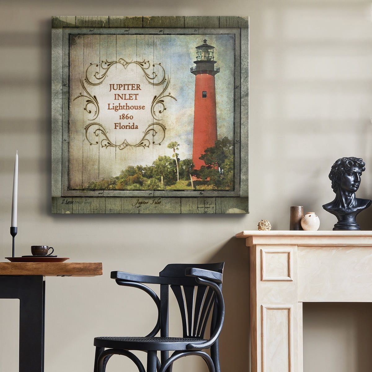 Wexford Home Florida Lighthouse V-Premium Gallery Wrapped Canvas, 16" x 16" - Ready to Hang