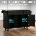 thumbnail image 5 of ZIVACATE Kitchen Island on Wheels with Wood Drop Leaf and Storage Rolling 53 in Kitchen Carts Black, 5 of 8