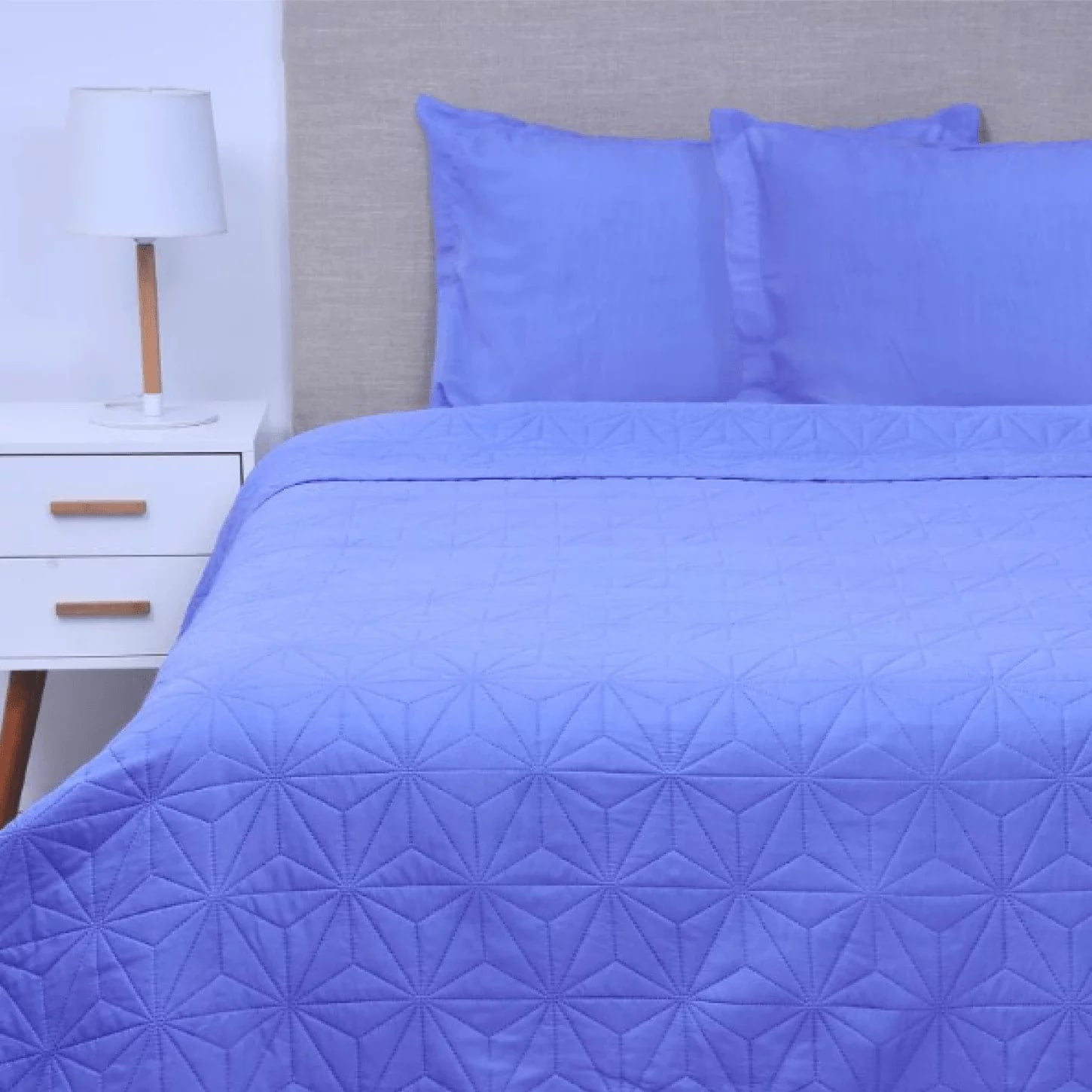 Quilt Cordoba Liso 2 Plazas Azul