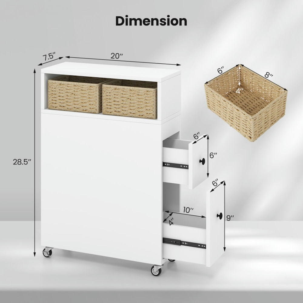 Finihen Bathroom Storage Cabinet, Bathroom Floor Cabinet, Slim Bathroom Cabinet Wooden Toilet Organizer with Deep Slide Out Drawers, for Bathroom, Living Room, Bedroom, Kitchen, White Finihen Bathroom Storage Cabinet, Bathroom Floor Cabinet, Slim Bathroom Cabinet Wooden Toilet Organizer with Deep Slide Out Drawers, for Bathroom, Living Room, Bedroom, Kitchen, White