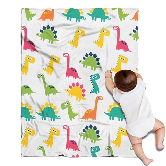 Colorful Cartoon Dinosaurs Pattern Blanket,Comfortable Soft Lamb Wool Throw Blanket,All Season,Warm Lightweight Blankets for Sofa Bed Couch Living Room Chair,30"x40"