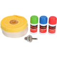 thumbnail image 2 of Metal Cleaning and Polishing Kit for Drills 4” 100mm Mops + Compound 7pc Kit, 2 of 4