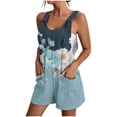 thumbnail image 2 of Tejiojio Labor Day Clearance!Women's Summer Comfortable Casual Suspender Printing Shorts Pocket Jumpsuit Shorts, 2 of 5