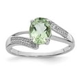 thumbnail image 3 of 925 Sterling Silver Rhodium Green Quartz and Diamond Ring Size 7, 3 of 6