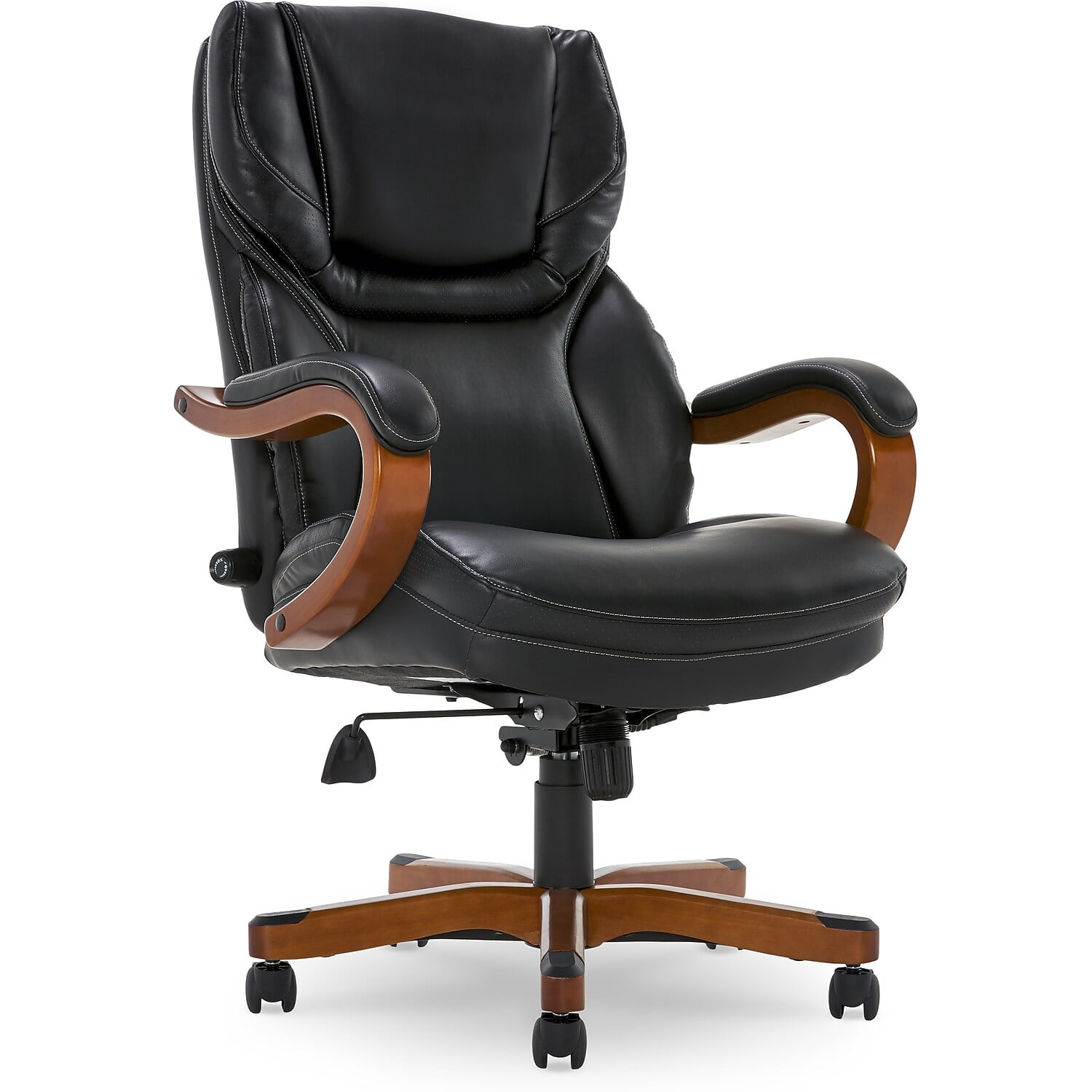 Serta Conway Big and Tall Executive Office Chair - Ergonomic Lumbar Support, Bonded Leather, Padded Armrests, High Back Computer Desk Chair, Black