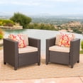 thumbnail image 5 of GDF Studio Venice Outdoor Wicker Club Chairs with Cushions, Set of 2, Beige and Dark Brown, 5 of 11