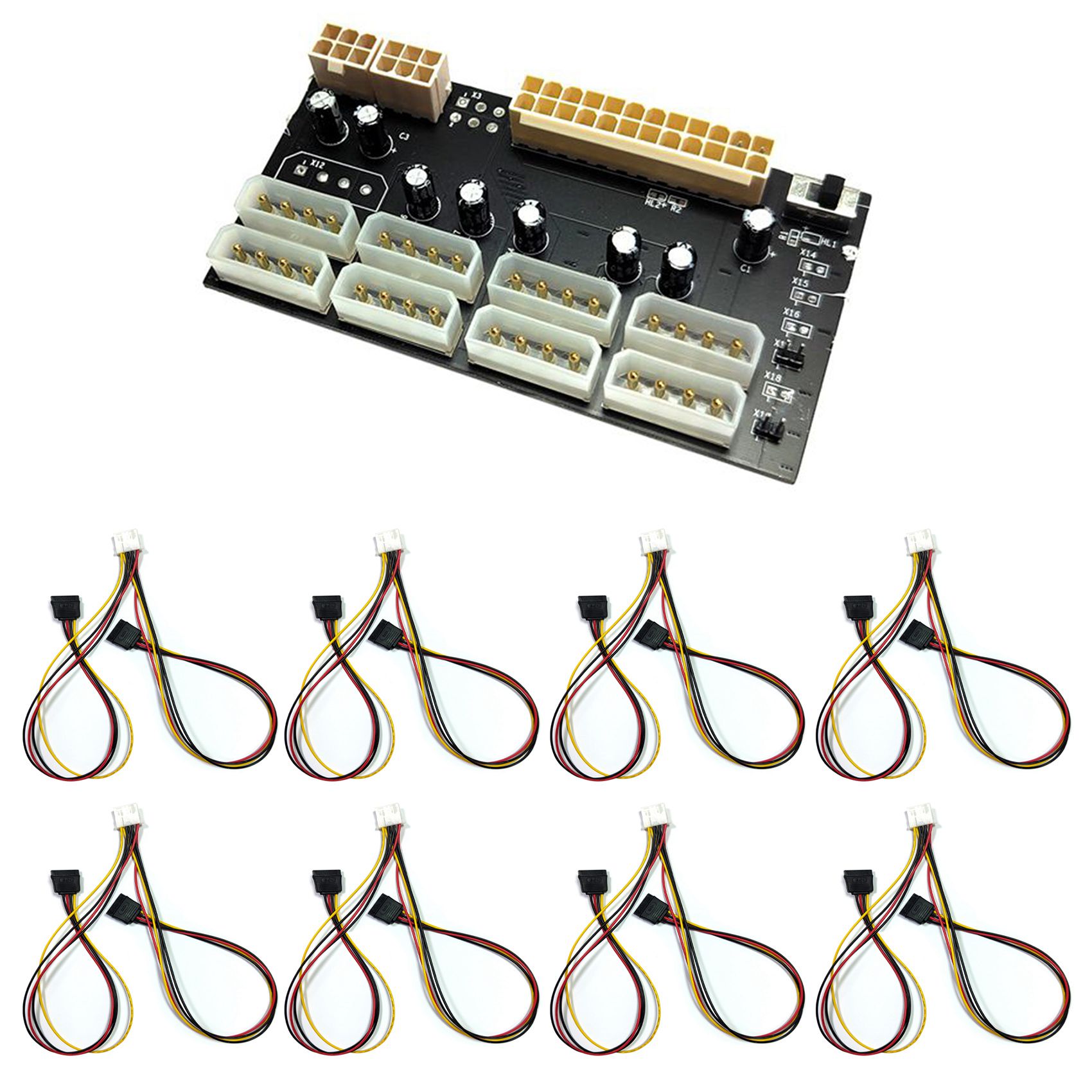 ATX Power Board 24Pin to IDE 8X4Pin Power Supply Board for Chia Mining
