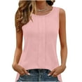 thumbnail image 2 of FRSASU Womens Tank Tops Solid Color Crewneck Sleeveless Summer Casual Loose Tunic T-Shirts Blouses Pink, 2 of 7