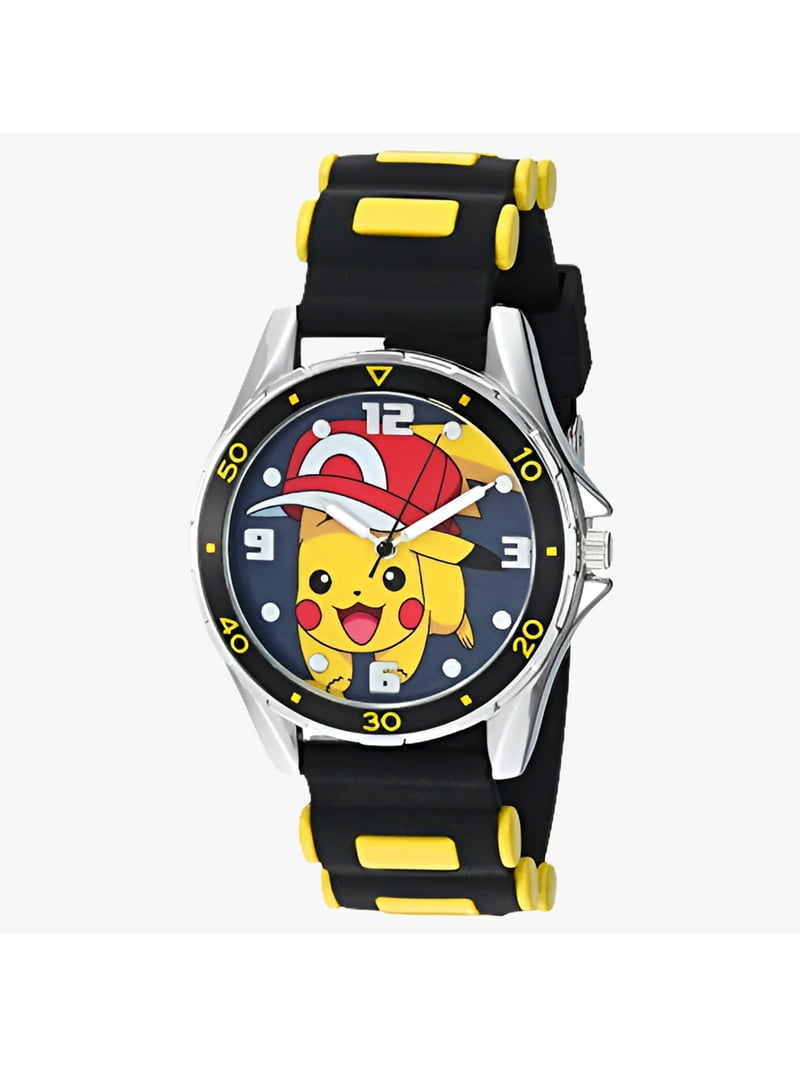 Pokemon Silver Tone Metal Analog-Quartz Watch with Rubber Strap