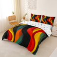 thumbnail image 2 of Castle Fairy Bold Retro Curved Wave Abstract Duvet Cover Queen,Thick Swirl Contrast Color Tile Queen Bedding,Red Black,Reversible,3-Piece,No Comforter,1 Duvet Cover and 2 Pillowcases, 2 of 5