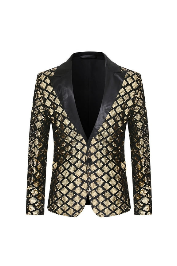 Men Sequin Blazer Shiny Stereoscopic Pattern Prom Suit Jacket One Button and Blazers Tuxedo for Wedding Banquet