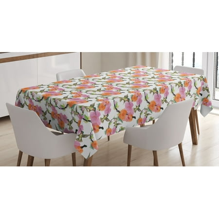 

Ambesonne Hummingbird Tablecloth Rectangular Table Cover Blossoms on Branches 60 x90 Multicolor