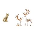 thumbnail image 1 of Figura decorativa de gato y reno europeo, escultura animal, adorno artesanal para chimenea, estatua coleccionable para amantes de los ciervos, 1 of 8