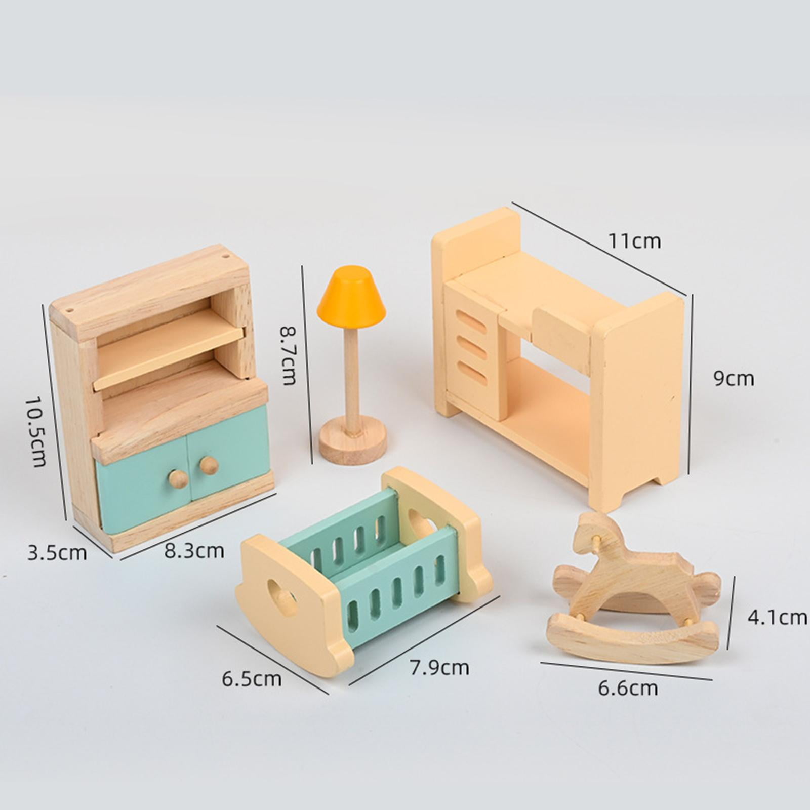 Milaget Dollhouse Furniture Playset Simulation Miniature Wooden Furniture Toys for Decor