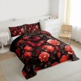thumbnail image 3 of Homewish Female Men Women Romantic Floral Rose 3 Pieces Queen Comforter Set,Chic Flowers Blossoms Ultra Soft Bedding Sets,Flying Butterflies Bedding Comforter Set Breathable, 3 of 8