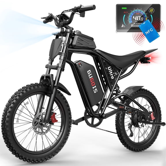 GugoIs 2500W Peak Electric Bike, 52V 25Ah Electric Mountain Bike for Adults, 23" * 3.0 Fat Tire Ebike, Max.90 Miles, LCD with NFC Unlock, Full Suspension, off-road, UL2849