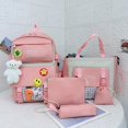 thumbnail image 1 of 4/5pcs Backpack Crossbody Bag Handbag Drawstring Bag And Pen Bag Set, Simple Solid Color Student Backpack With Cute Badge, Cute Sweet Student Backpack, Girls Backpack, Preppy Large-capacity Travel Back, 1 of 5