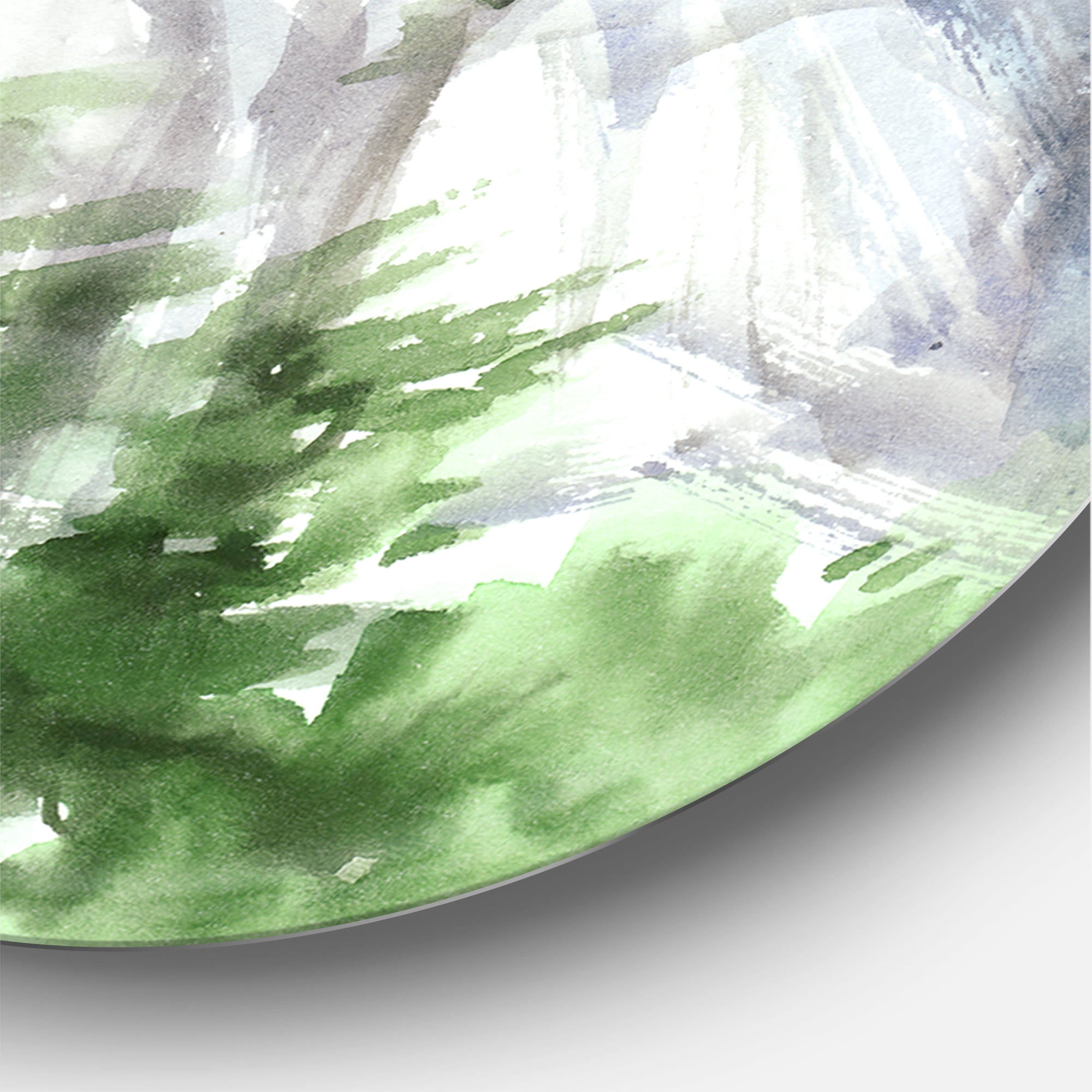 Designart 'The Clouds Over Mountain Top' Traditional Circle Metal Wall Art 36x36 - Disc of 36