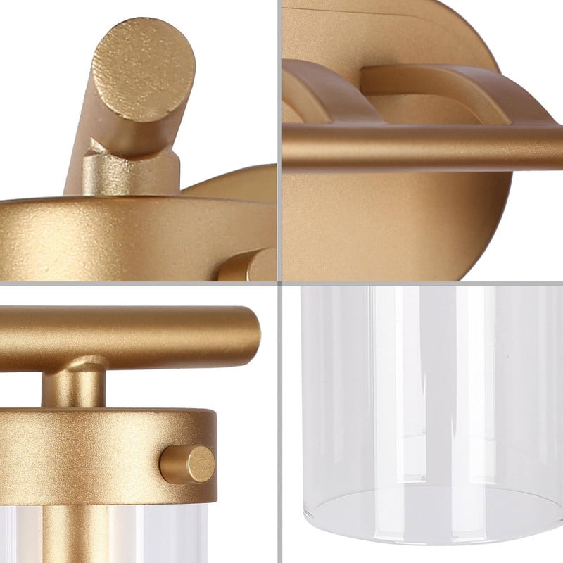LNC 28-in 4-Light Gold and Clear Glass LED Modern Vanitt Light for Bathroom