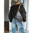 thumbnail image 6 of Cropped Faux Fur Jacket Long Sleeve Open Front Cardigan Casual Parka Short Coat Black XL, 6 of 7