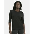 thumbnail image 2 of (2 pack) Time and Tru Women's Cotton Crewneck Tee with Long Sleeves, Sizes XS-XXXL, 2 of 6