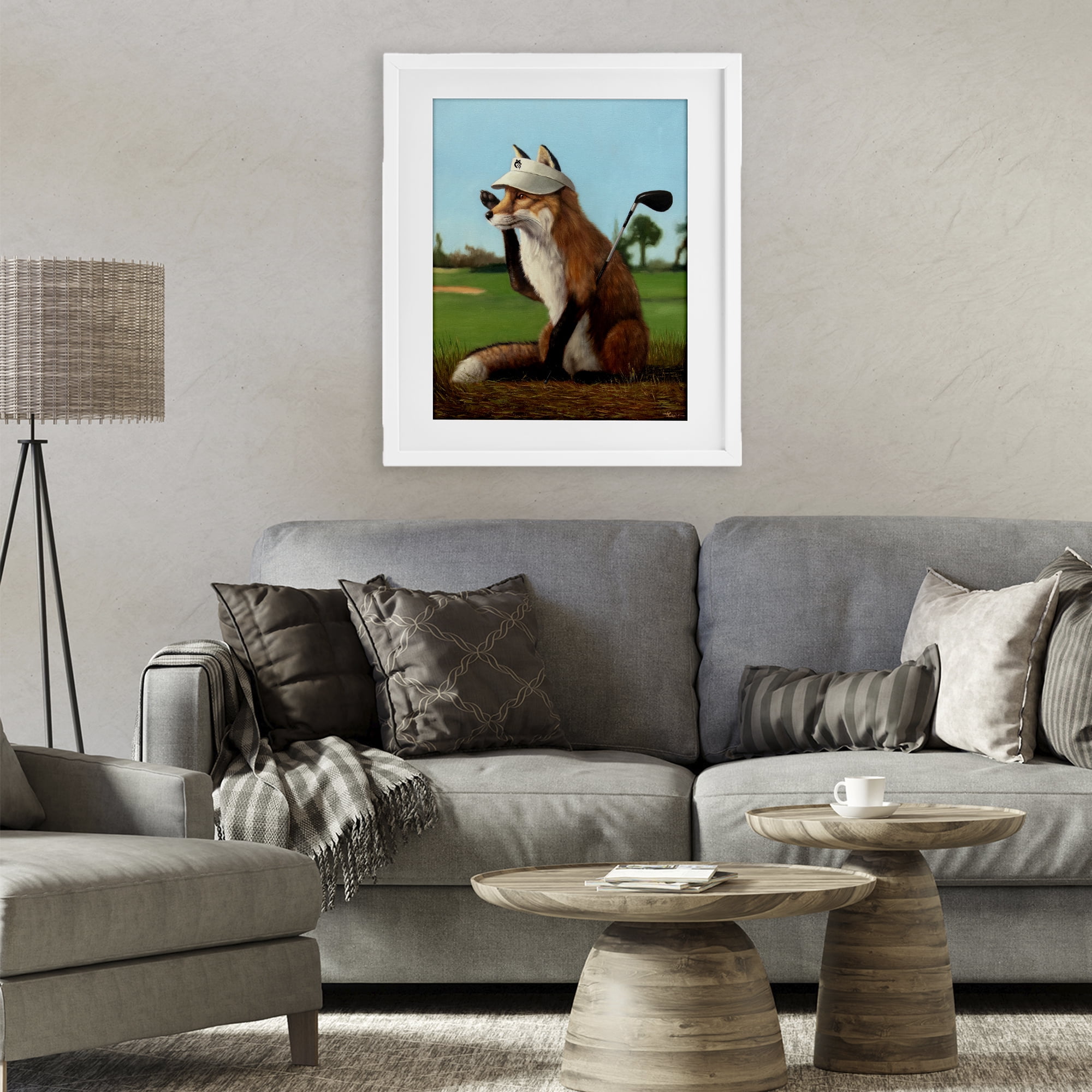 Stupell Industries Fox Drive Golfer White Framed Print Under Glass, design by Lucia Heffernan