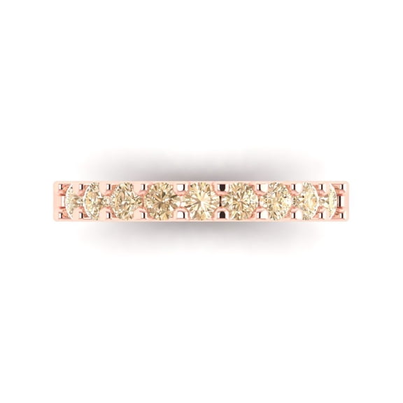 0.63 ctw Wedding Band for Women - 18K Rose Gold Natural Morganite Stackable Eternity Ring