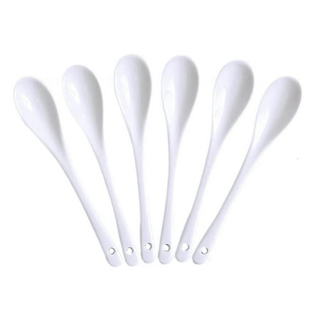 

6PCS White Spoons Home Egg Spoons Stir Bar Tea spoon Teaspoons for Coffee Tea Yogurt Ice-cream Appetizers and Desserts Porcelain Spoons