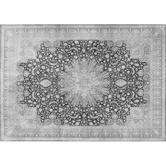 Ahgly Company Indoor Rectangle Medallion Gray Traditional Area Rugs, 2' x 3'