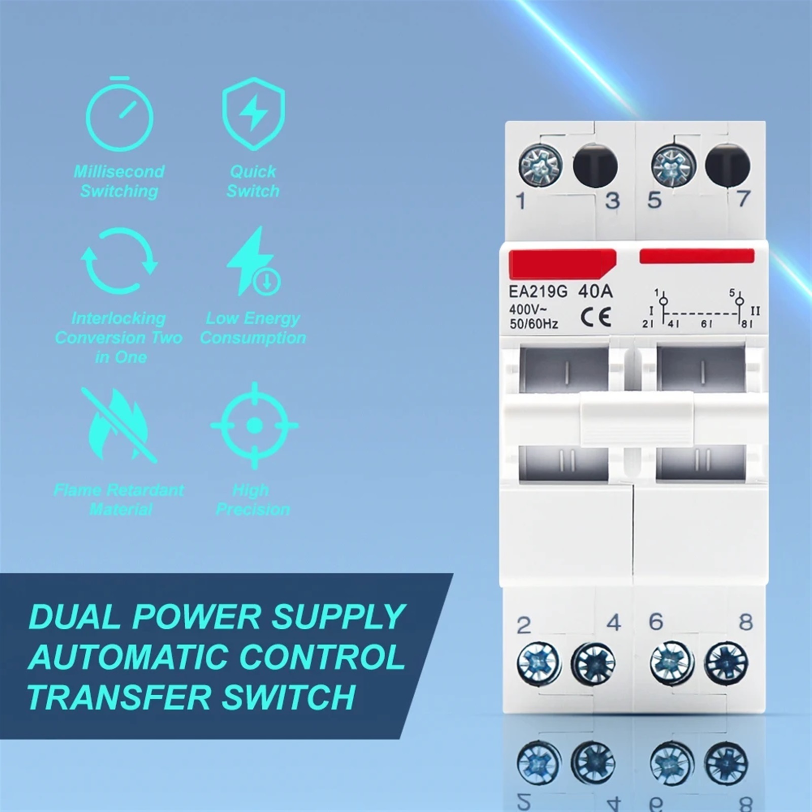circuit breaker 2P 40A 63A Dual Power Manual Transfer Interlock Circuit Breaker Din Rail Isolating Discounnecting Switch