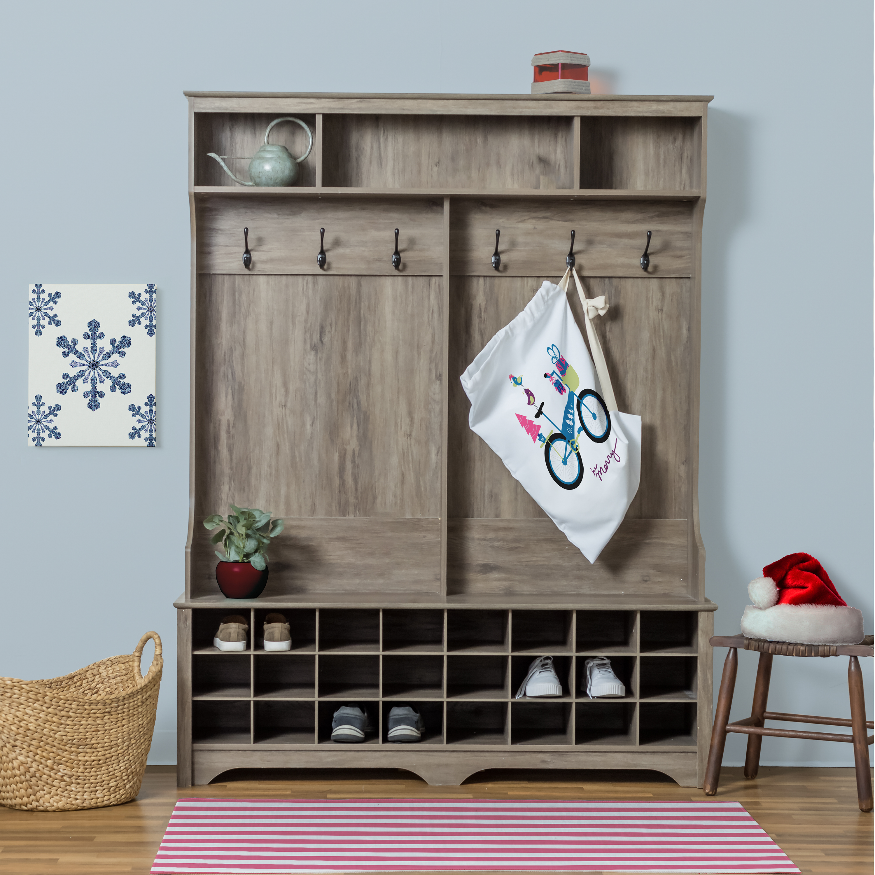 Simply Daisy Merry Bird Bike 18 x 29 in Teal Laundry Bag
