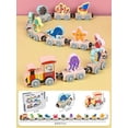 thumbnail image 2 of Wooden Magnetic Train Set - Fun and educational Building Blocks for Kids - includes animal and Fruit Pieces, 2 of 7