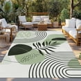 thumbnail image 2 of Boho Geometric Outdoor Rug for Patio/Deck/Porch, Non-Slip Large Area Rug 4 x 6 Ft, Farmhouse Green Abstract Stripes Leaves Indoor Outdoor Rugs Washable Area Rugs, Reversible Camping Rug Carpet Runner, 2 of 8