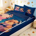 thumbnail image 3 of Manfei Kawaii Axolotl Capybara Zipper Queen Comforter Set with Fitted Sheet and 2 Pillowcases, Galaxy Animal Zipper Bedding Set, Royal Blue, Blue Reversible, 4pcs, 3 of 7