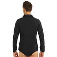 thumbnail image 5 of Aiihoo Men's Modern Latin Dance Bowtie Shirt Top One Piece Long Sleeve Zip Up Bodysuit Romper Dancewear Black XL, 5 of 7