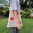 thumbnail image 4 of Kukuzhu Fairycore Crochet Tote Bag Y2K Grunge Knitted Shoulder Bag Flower Hollow Out Purse Cottagecore Accessories, 4 of 7