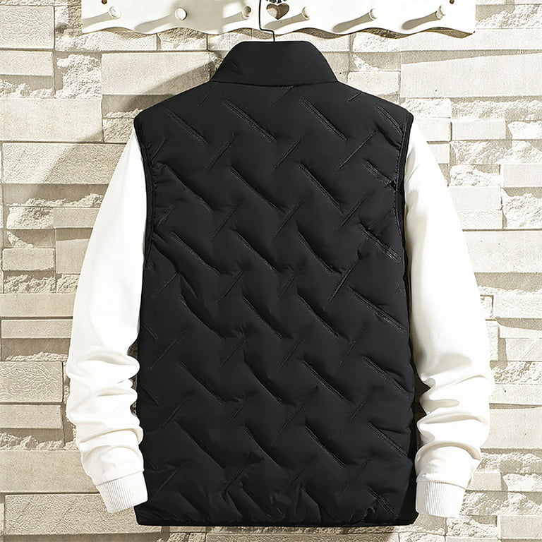 Men's Outdoor Winter Vest Full Zipper Thicken Warm Quilted Waistcoat Casual  Slim Fit Lightweight Padded Jackets Outerwear